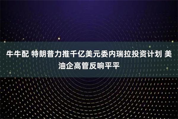 牛牛配 特朗普力推千亿美元委内瑞拉投资计划 美油企高管反响平平