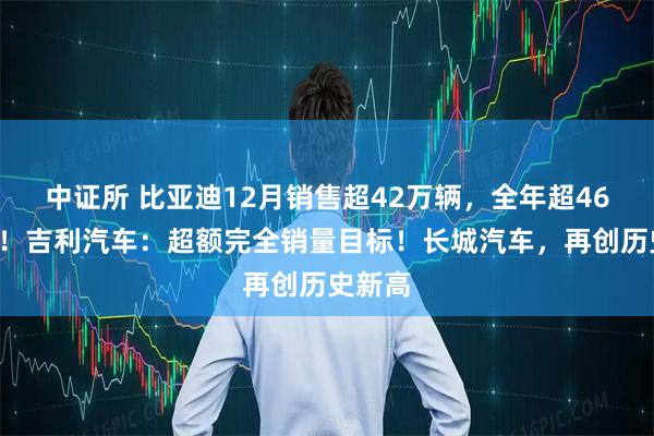 中证所 比亚迪12月销售超42万辆，全年超460万辆！吉利汽车：超额完全销量目标！长城汽车，再创历史新高